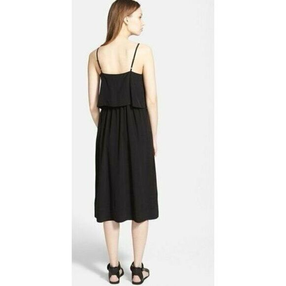 ✨Madewell Women's Black Sz 12 Dress Sleeveless Cami Overlay 100% Silk✨ - Picture 4 of 9